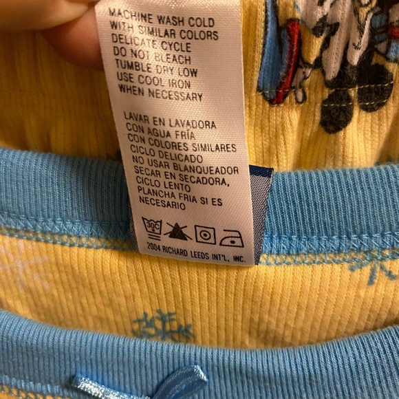 Disney Pajama Set Women L Mickey Mouse Snowman 2 Piece Lot Large Lg Yellow Blue - Picture 4 of 10